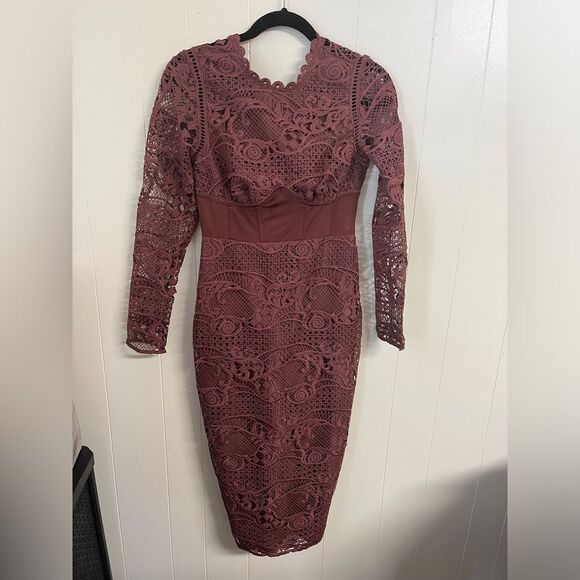 ASOS Design Washed Plum Corset Lace  Pencil Midi Dress Sz 4 Small - Picture 4 of 11